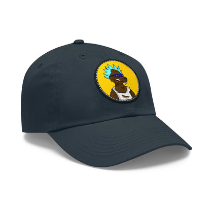 Spiky Blue Hair Cartoon Werewolve Wolf Dad Hat with Leather Patch (Round)