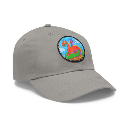 Fierce Dragon Medieval Dad Hat with Leather Patch (Round)