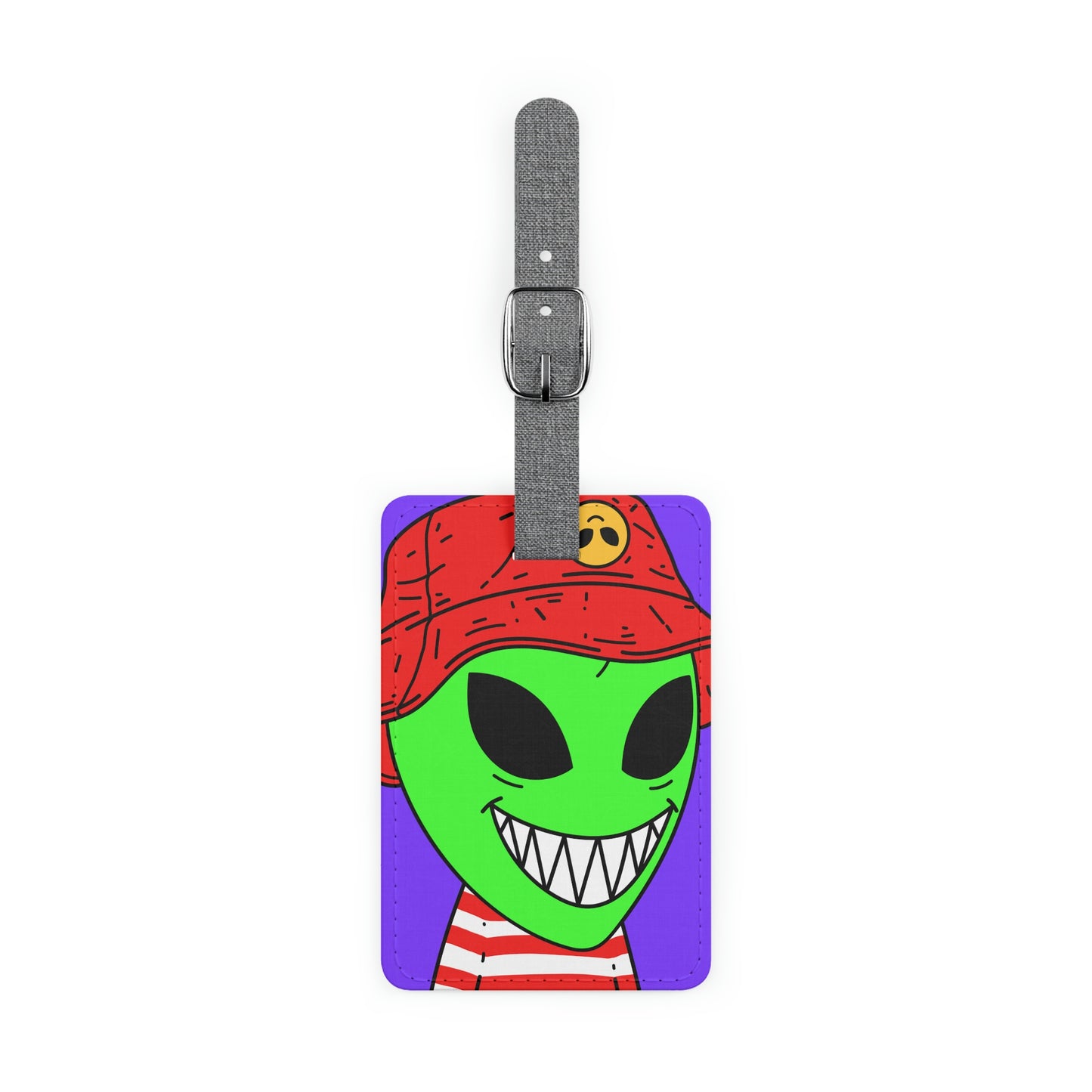 Alien Character Cartoon Big Smile Saffiano Polyester Luggage Tag, Rectangle