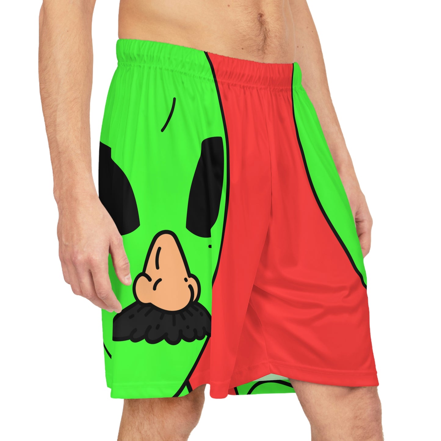 Fake Alien Human Mask Basketball Shorts (AOP)