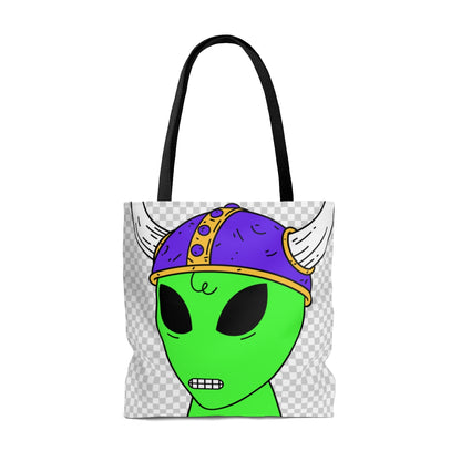 Purple Viking Helmet Digital Teeth Alien Visitor AOP Tote Bag