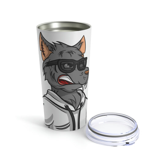 Cyborg Wolf Black Shades White Sweatshirt Wolve Hoodie Tumbler 20oz