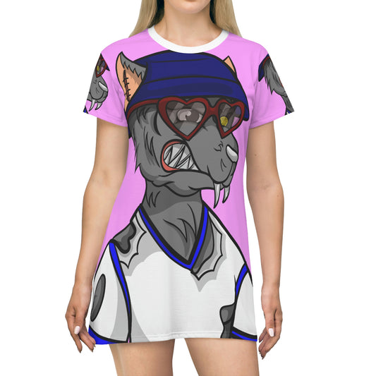 Valentine Wolf Heart Love All Over Print T-Shirt Dress