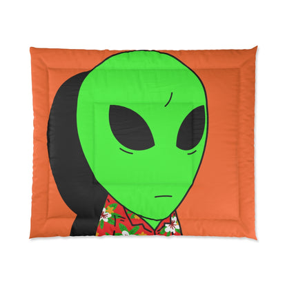 Hawaiian Shirt Green Alien Visitor Shadow Bed Comforter