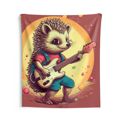 Hedgehog Guitarist Jam Band Cartoon Indoor Wall Tapestries