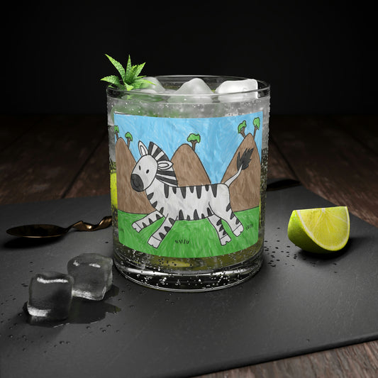 Zebra Graphic Hipster Zebra Animal Bar Glass