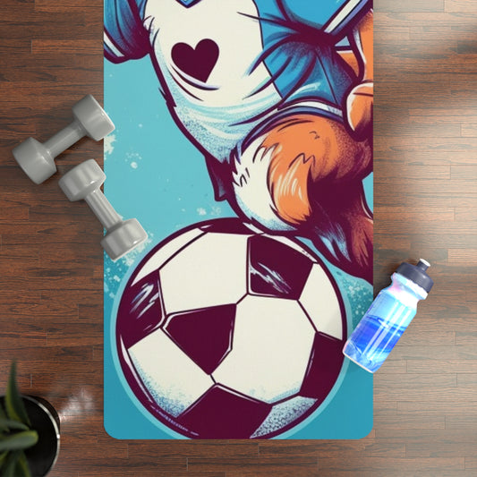 Soccer Fox - Sport Athlete Furry Animal Rubber Yoga Mat