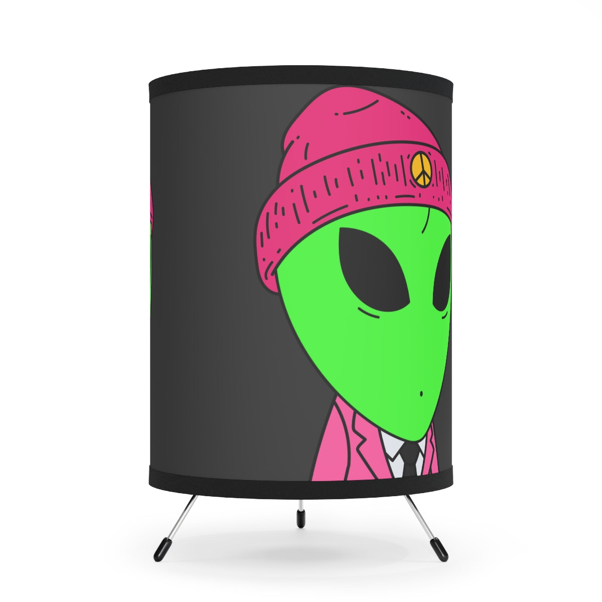 Lámpara trípode empresarial Peace Alien Pink Suit con pantalla impresa de alta resolución, enchufe US\CA 