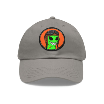 Air Space Force Aviator Alien Dad Hat with Leather Patch (Round)