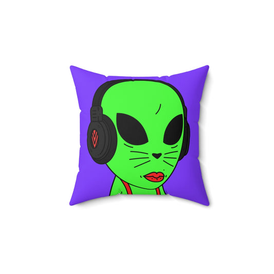 Cat Heart Nose Alien Green Headphones Red Suspenders Visitor Spun Polyester Square Pillow