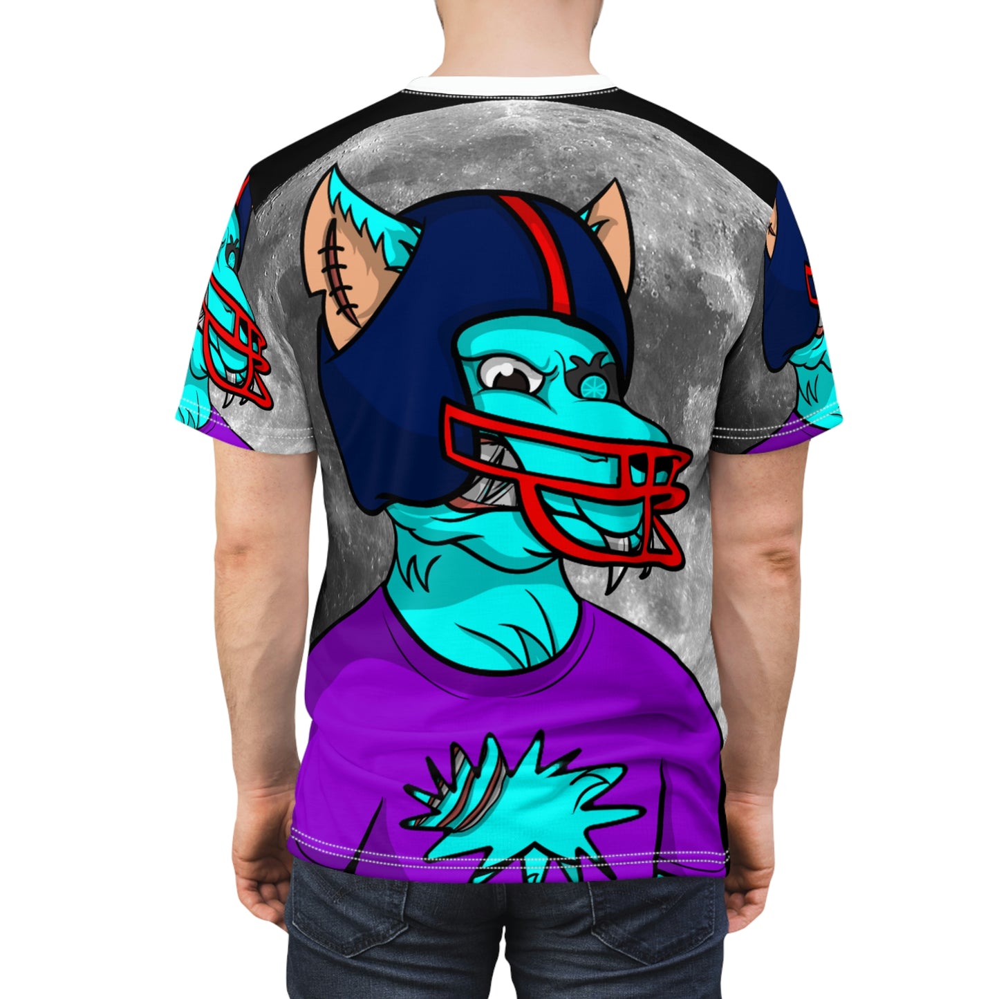 Foot Ball Full Moon American Werewolve Wolf Cyborg Unisex AOP Cut & Sew Tee