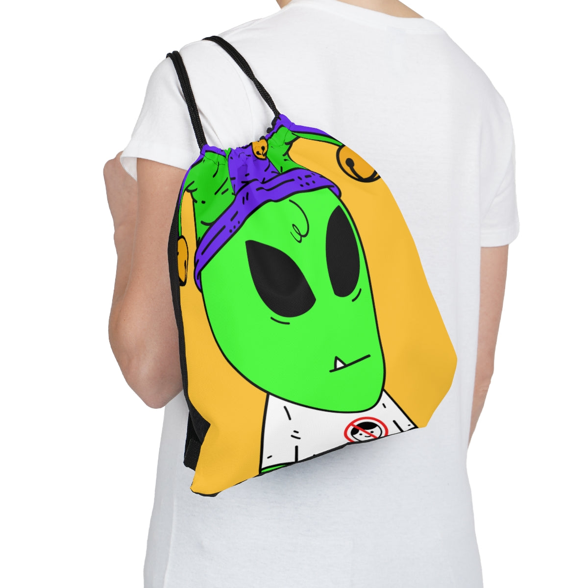 Joker Hat one Tooth Green Alien Anti Human T Shirt Visitor Outdoor Drawstring Bag