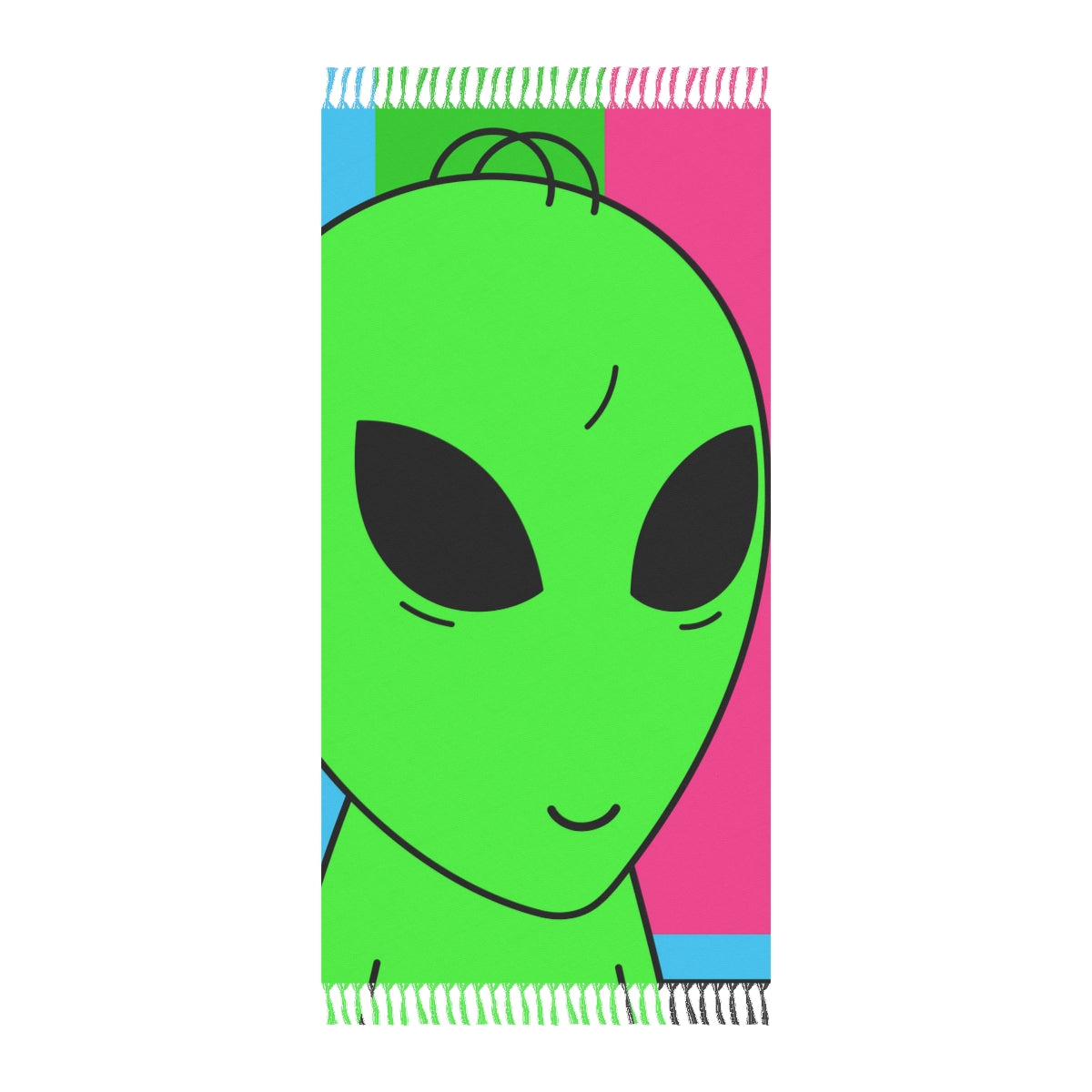 Green Alien Smile Hair Visitor Character Cartoon Comic Boho Beach Cloth