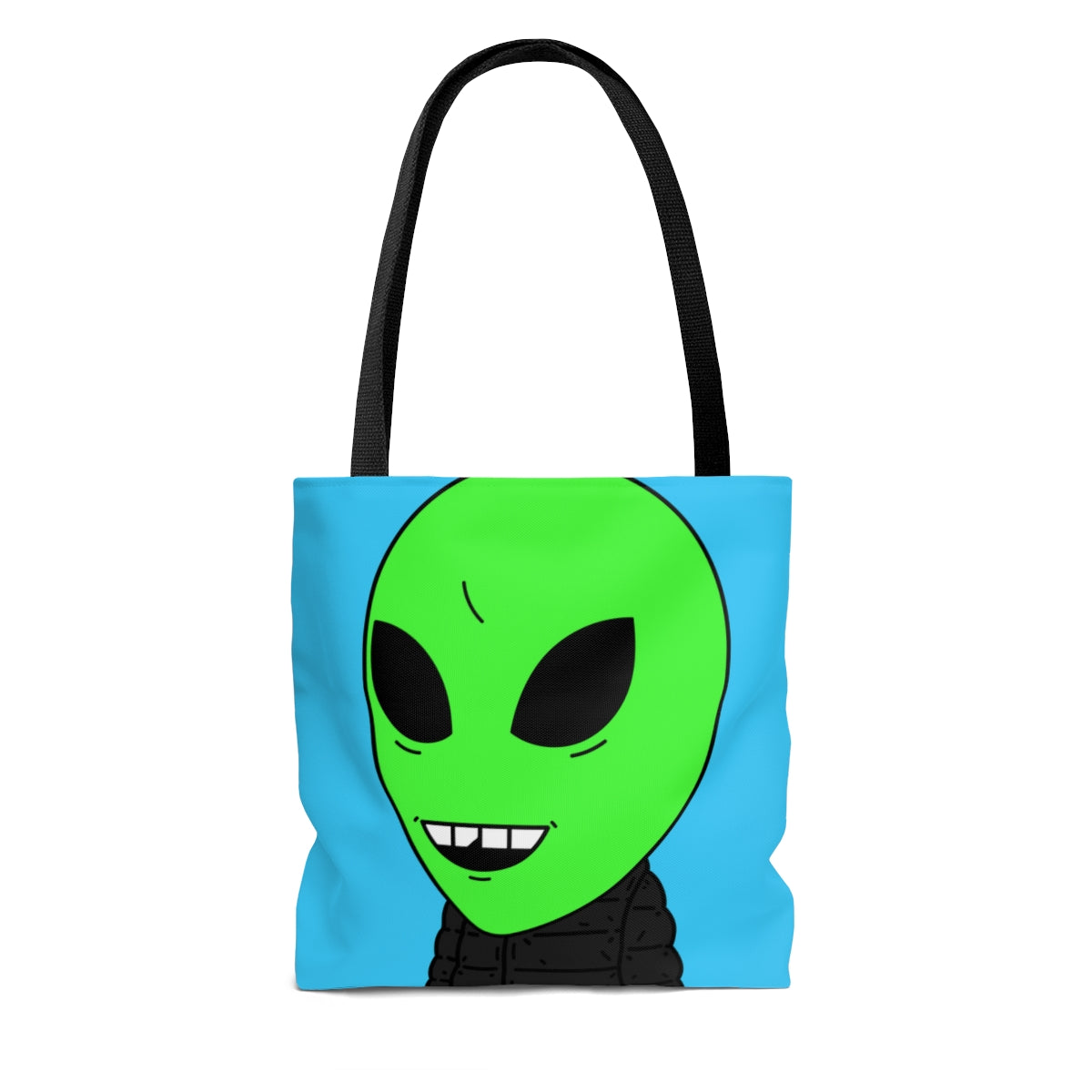 Green Apple Chipped tooth Visitor Smiling Puffy Jacket AOP Tote Bag