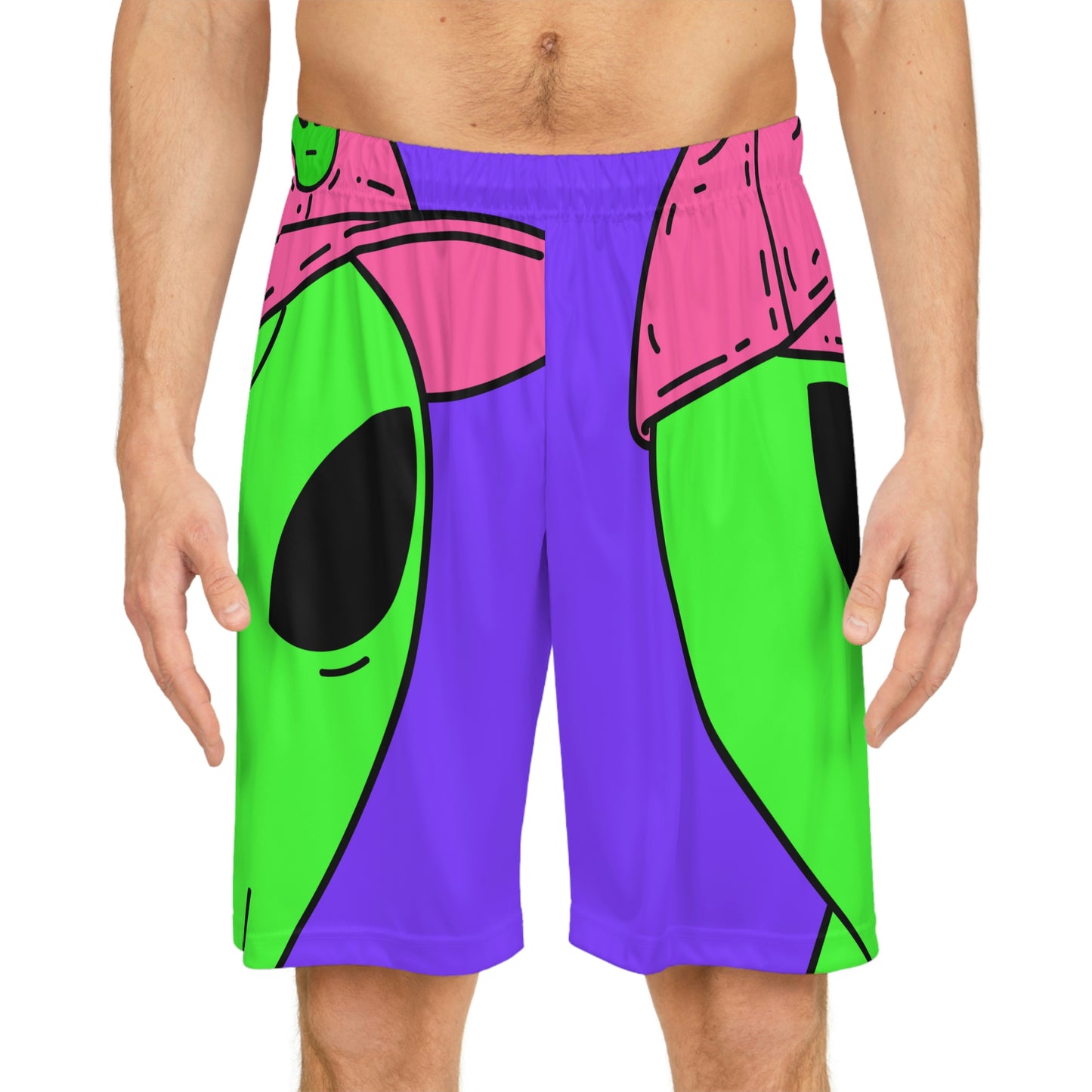 Visi Hat Visitor Green Alien Basketball Shorts (AOP)