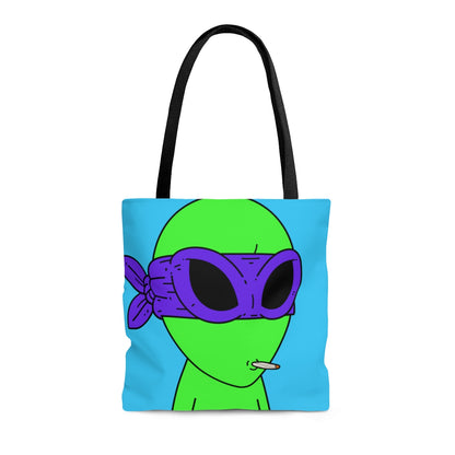 White Whistle Mouth Green Visitor Purple Ninja Mask Alien AOP Tote Bag