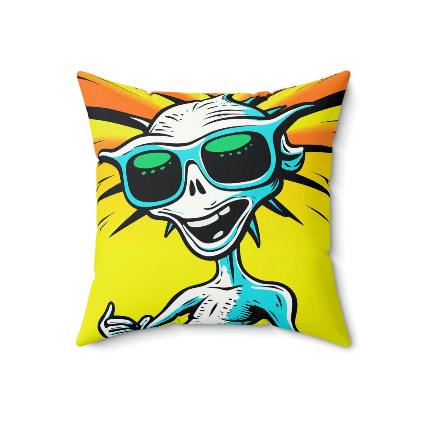 Fashionable UFO-Inspired Summertime Animated Spun Polyester Square Pillow