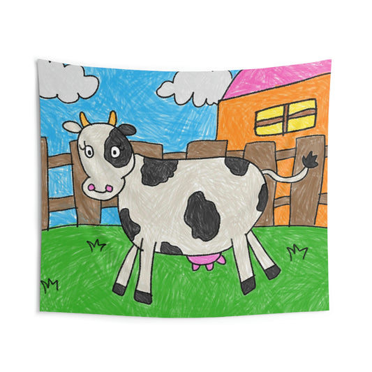 Cow Moo Farm Barn Animal Character Indoor Wall Tapestries