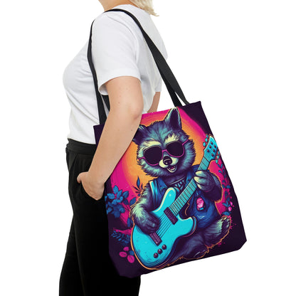 Raccoon Musician Art - Rock Star Guitarist Furry Animal Tote Bag (AOP)