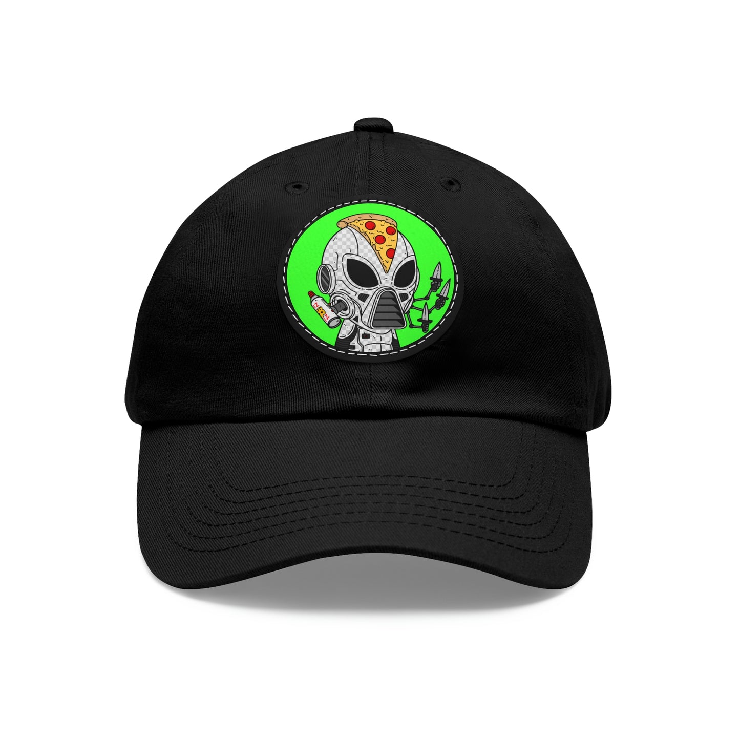 Gorro Pizza Chef Visitor Alien Dad con parche de cuero (redondo)