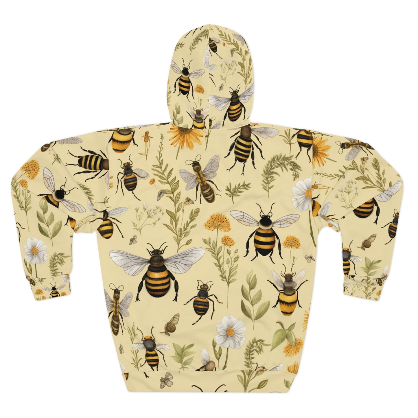 Whimsical Bees & Honeycombs Nature-Friendly Pattern Design Unisex Pullover Hoodie (AOP)