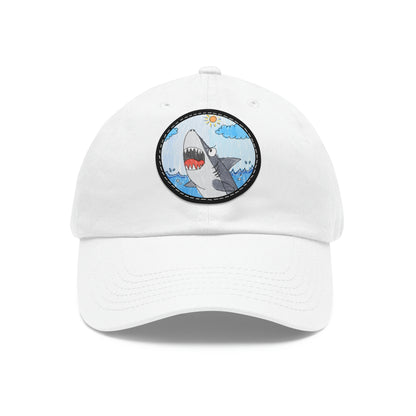 Shark Jaw Teeth Attack Ocean Sea Creature Dad Hat with Leather Patch (Round)