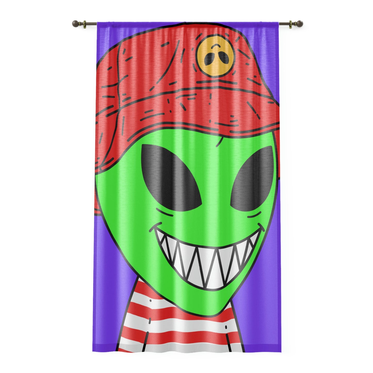 Alien Character Cartoon Big Smile Window Curtain