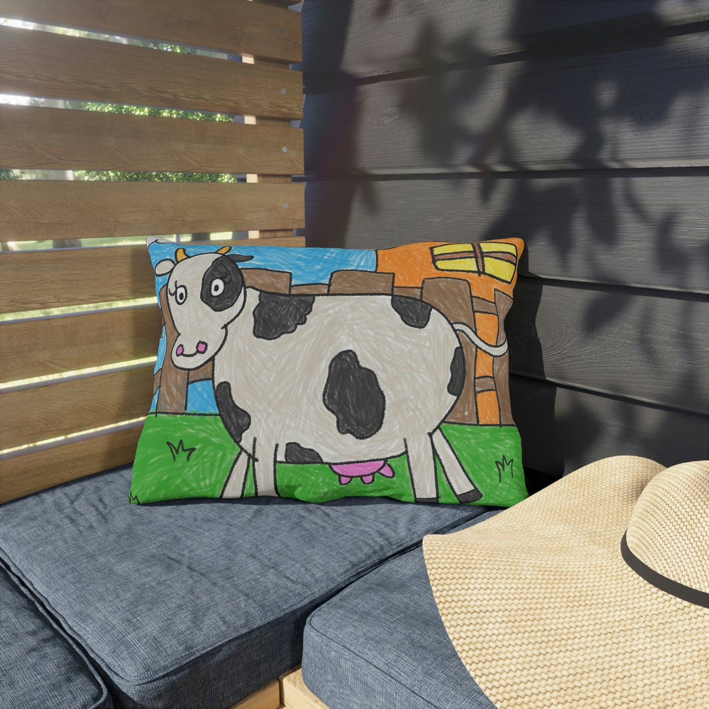 Cow Moo Farm Barn 動物キャラクター 屋外用枕