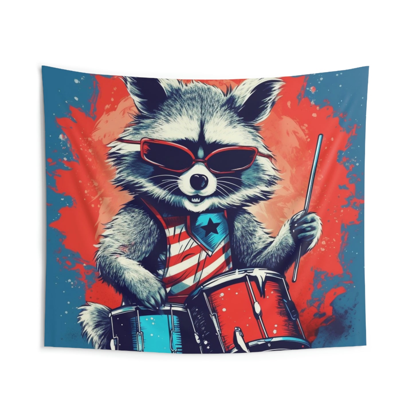 Raccoon Patriotic Rock Star USA Classic Style Indoor Wall Tapestries