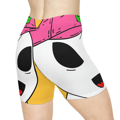 White Visitor Alien Pink Visi Hat Graphic Women's Biker Shorts