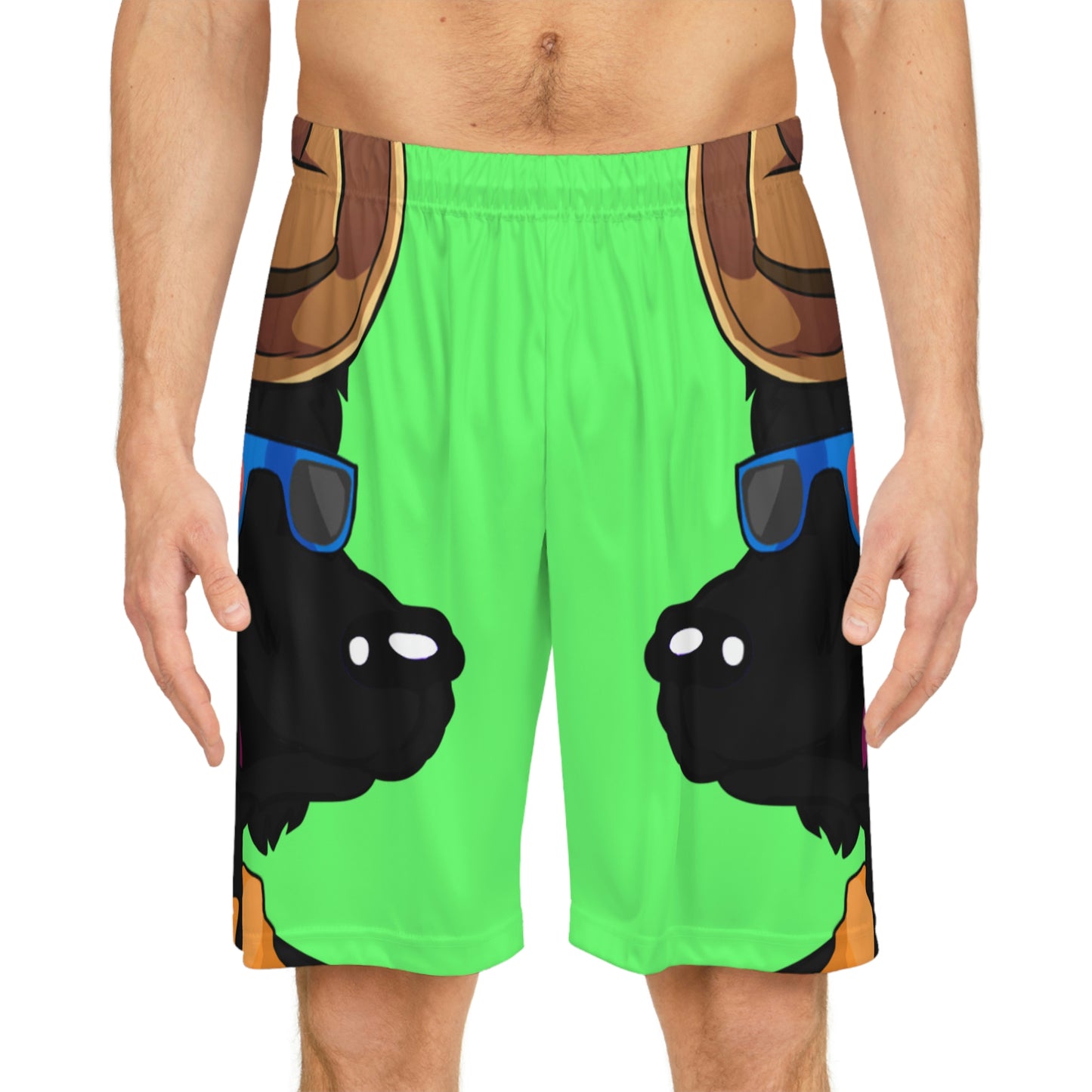 Cowgirl Wolf Cyborg Wolve Basketball Shorts