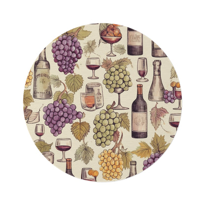 Wine Lovers Theme: Varieties of Wine, Grapes & Vineyards Design Round Rug