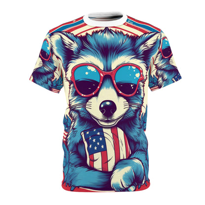 4th of July Stylish Raccoon USA American Graphic Unisex Cut & Sew Tee (AOP)