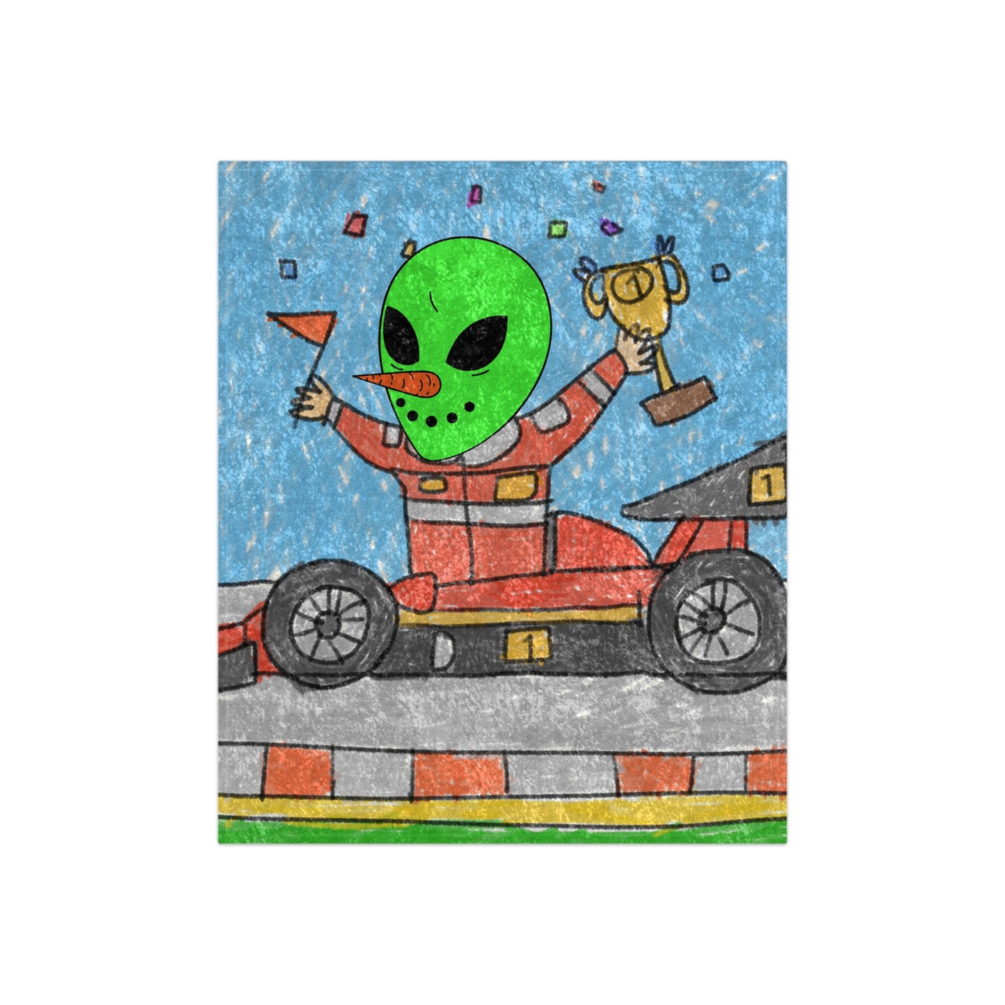 Racer Car Driver Alien Veggie Visi the Vegetable Visitor Crushed Velvet Blanket