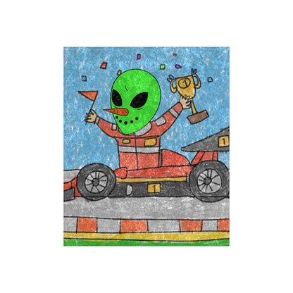 Racer Car Driver Alien Veggie Visi the Vegetable Visitor Crushed Velvet Blanket