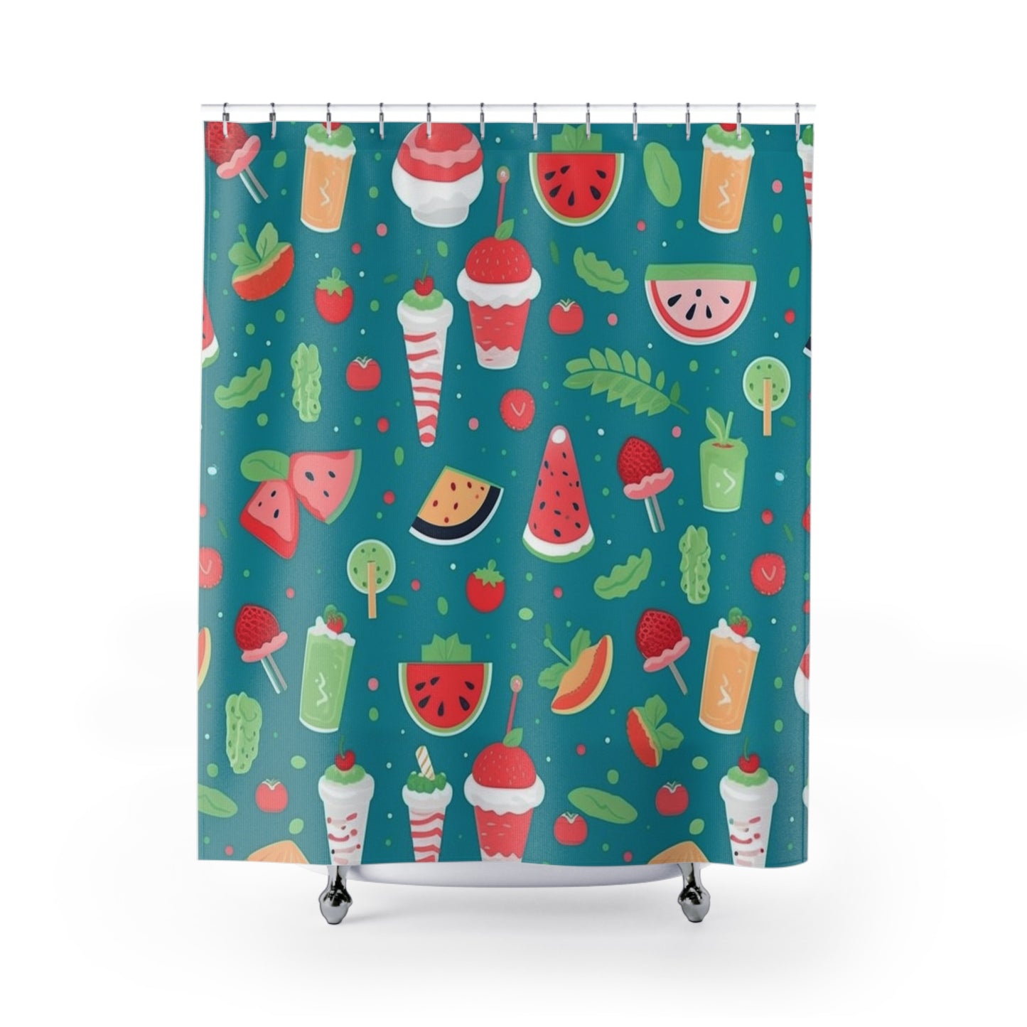 Quirky Summer Food Watermelon Ice Cream Cocktail Pattern Shower Curtains