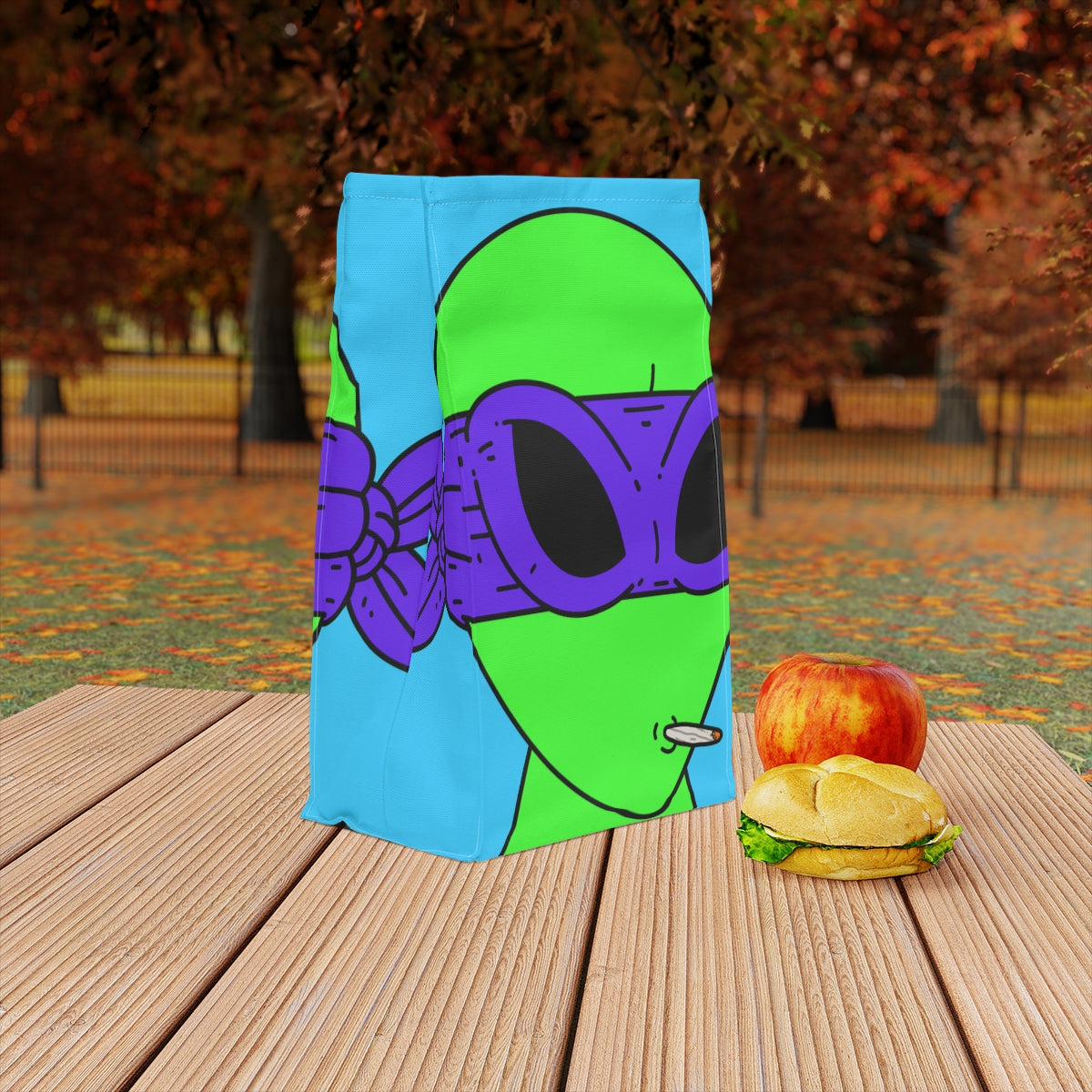 White Whistle Mouth Green Visitor Purple Ninja Mask Alien Polyester Lunch Bag