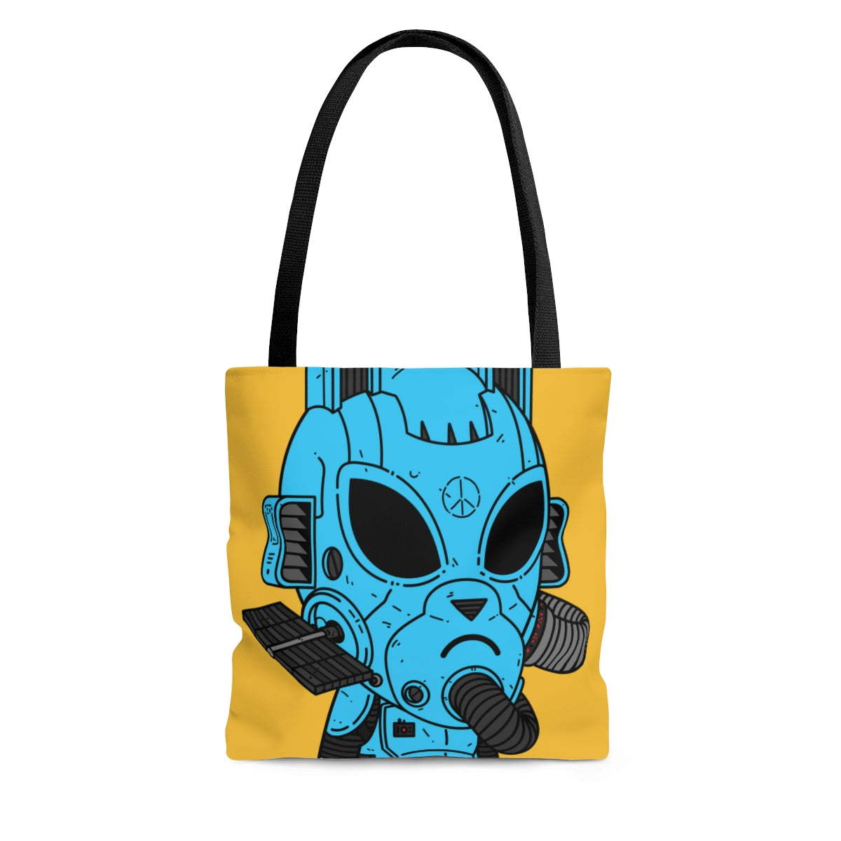 Blindado Azul Paz Futuro Alien Cyborg Máquina Visitante AOP Bolsa de tela 