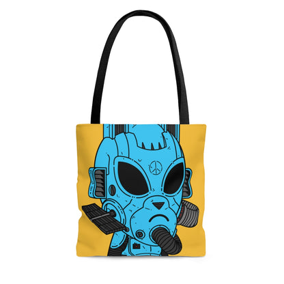 Blindado Azul Paz Futuro Alien Cyborg Máquina Visitante AOP Bolsa de tela 