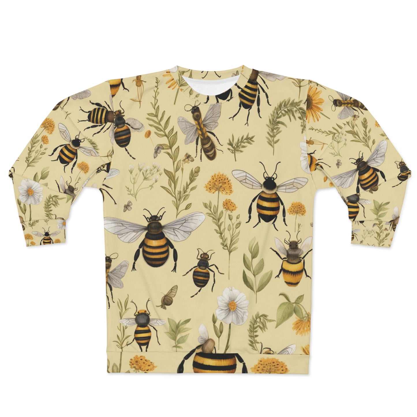 Whimsical Bees & Honeycombs Nature-Friendly Pattern Design Unisex Sweatshirt (AOP)