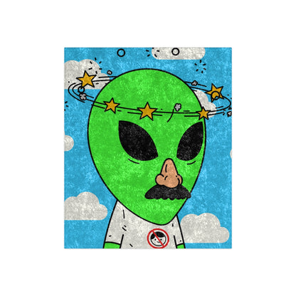 Alien Green Star Head Fake Nose Mustache Imposter Anti Human Visitor Crushed Velvet Blanket