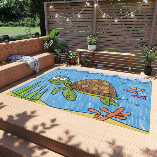 Sea Turtle Beach Sand Ocean Outdoor Rug