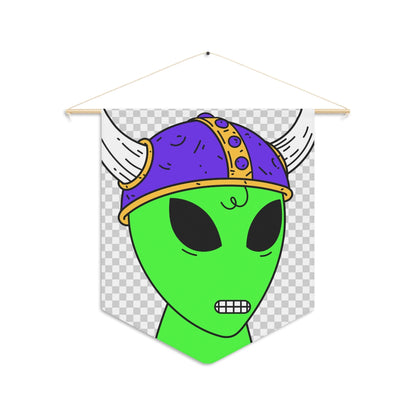 Purple Viking Helmet Digital Teeth Alien Visitor Pennant