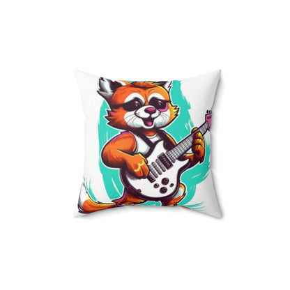 Red Panda Musician Guitarist Graphic Spun Polyester Square Pillow