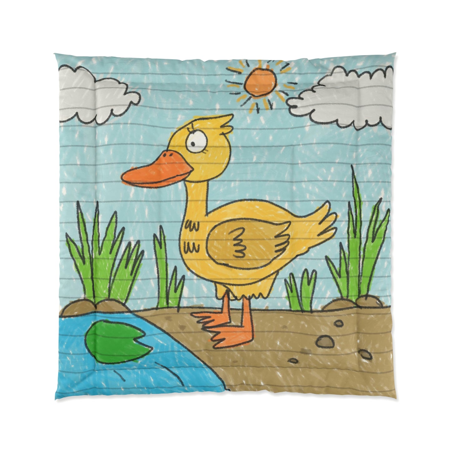 Yellow Duck Bird Pond Comforter