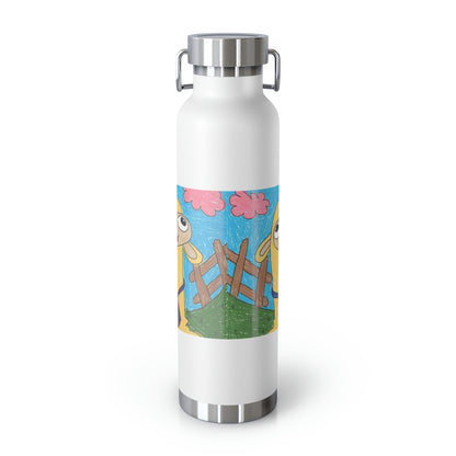 Llama Lovers: Heart and Animal Design Graphic Copper Vacuum Insulated Bottle, 22oz