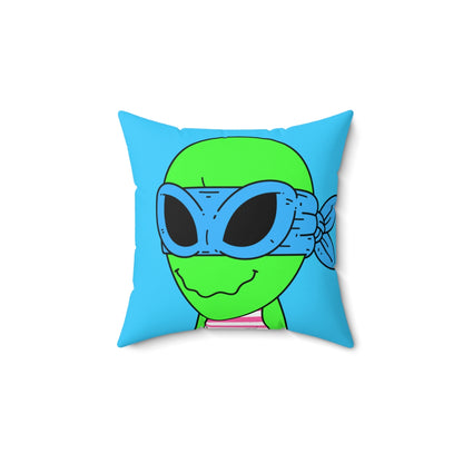 Blue Ninja Superhero Striped Shirt Alien Green Visitor Spun Polyester Square Pillow