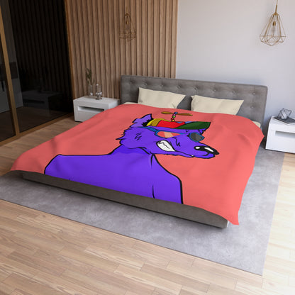 Cyborg Wolf Purple Fur Propeller Hat Colored Sunglasses Microfiber Duvet Cover