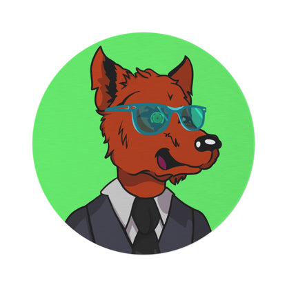 Cyborg Wolf Grey Suit Black Tie Blue Glasses Orange Fur Crushed Round Rug