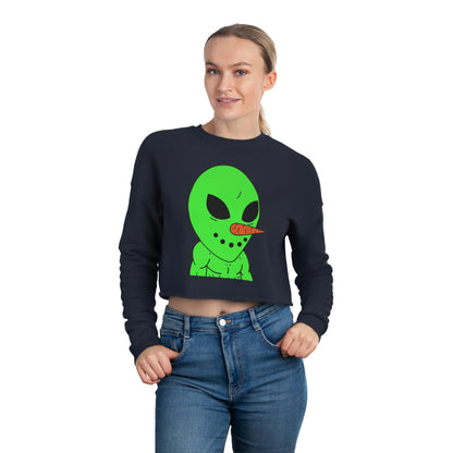 Veggie Visi Alien Vegetable Visitor Women's Cropped Sweatshirt